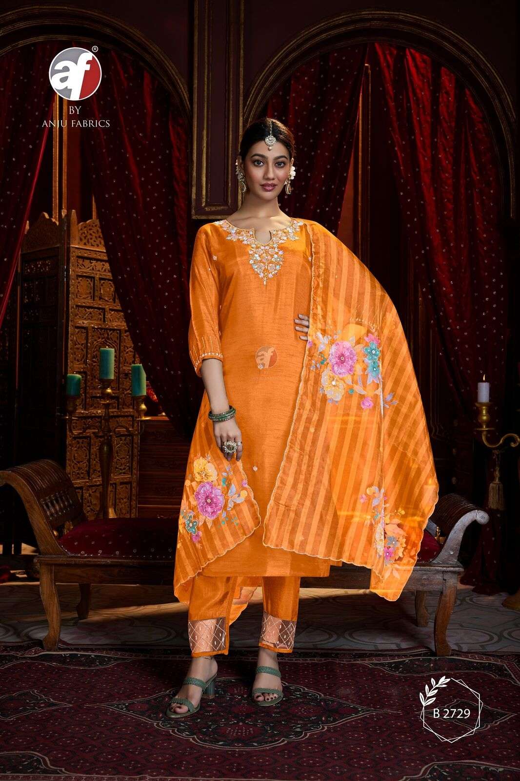 D.NO:- B 2729 BY ANJU FABRICS IN PURE DOLA SILK WITH PURE HEAVY HANDWORK 