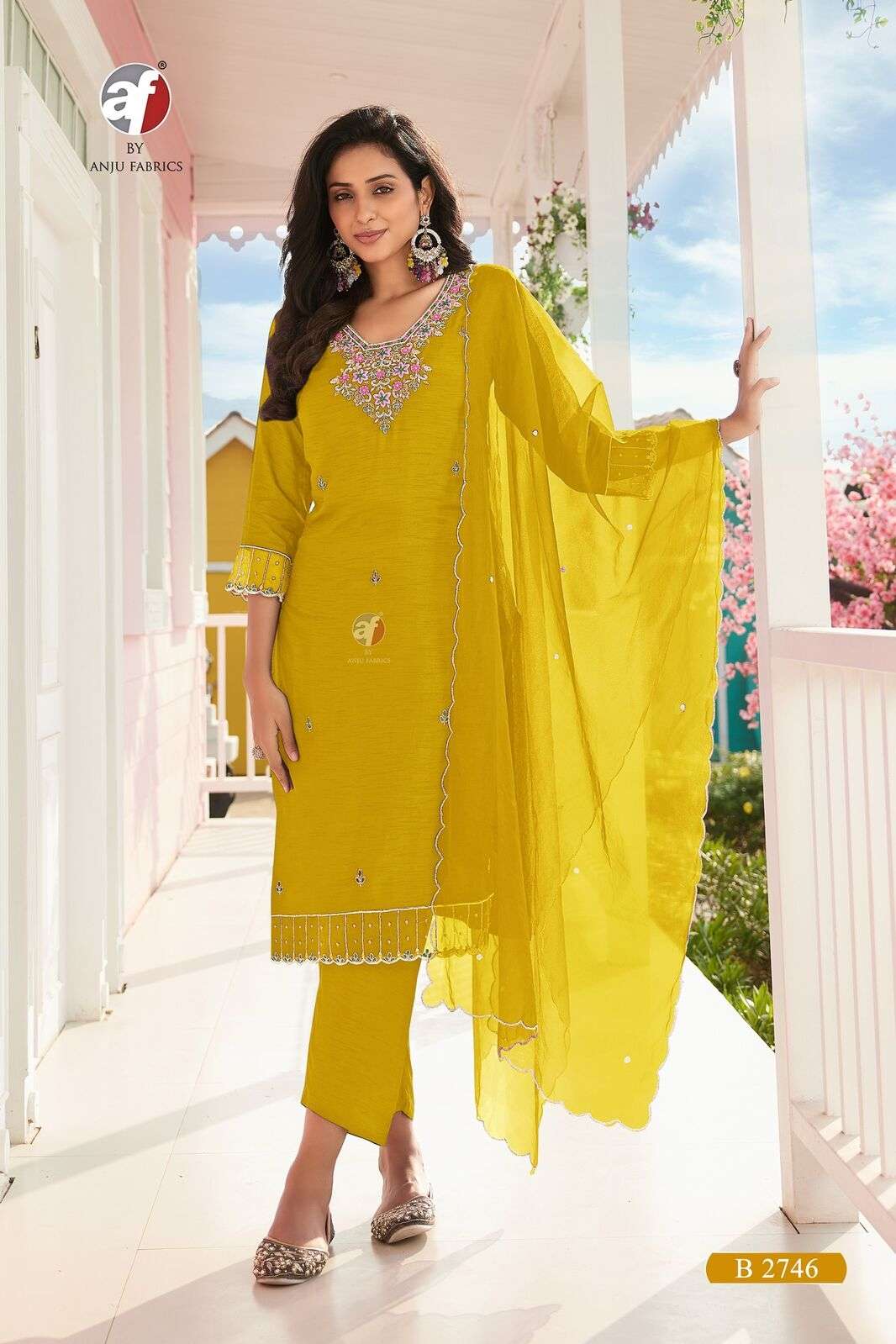 D.NO:- B 2746 BY ANJU FABRICS IN PURE DOLA SILK KURTI PANT WITH PURE ORGANZA DUPATTA 