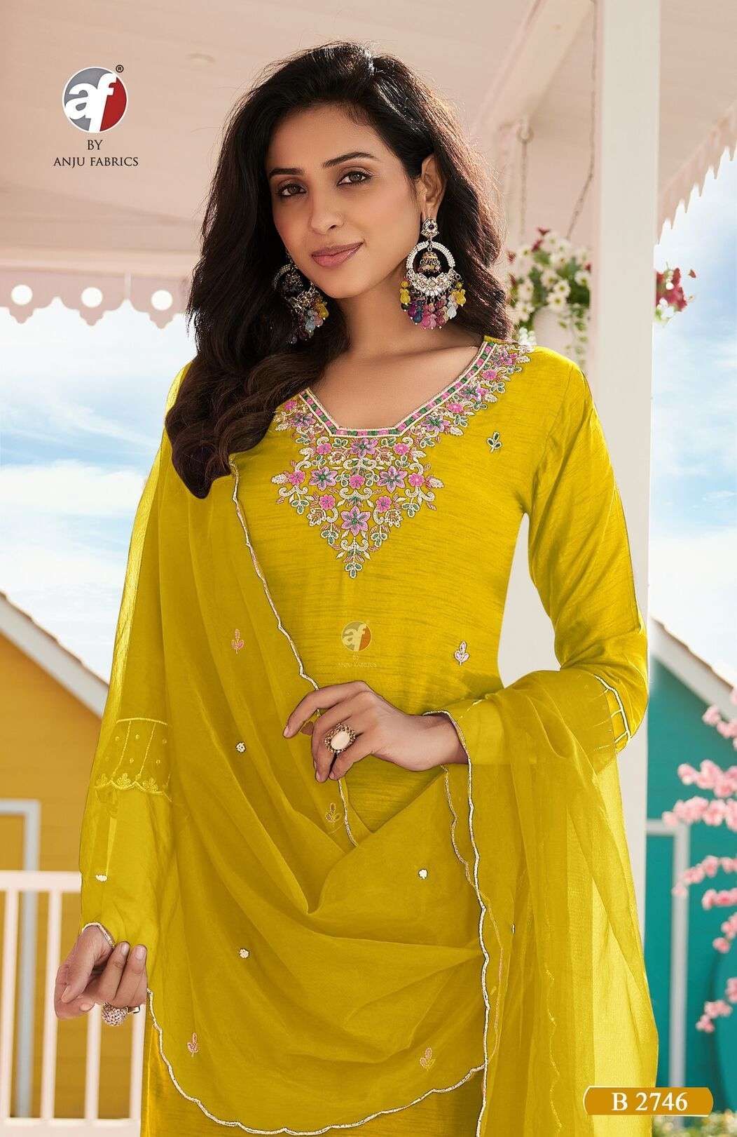 D.NO:- B 2746 BY ANJU FABRICS IN PURE DOLA SILK KURTI PANT WITH PURE ORGANZA DUPATTA 