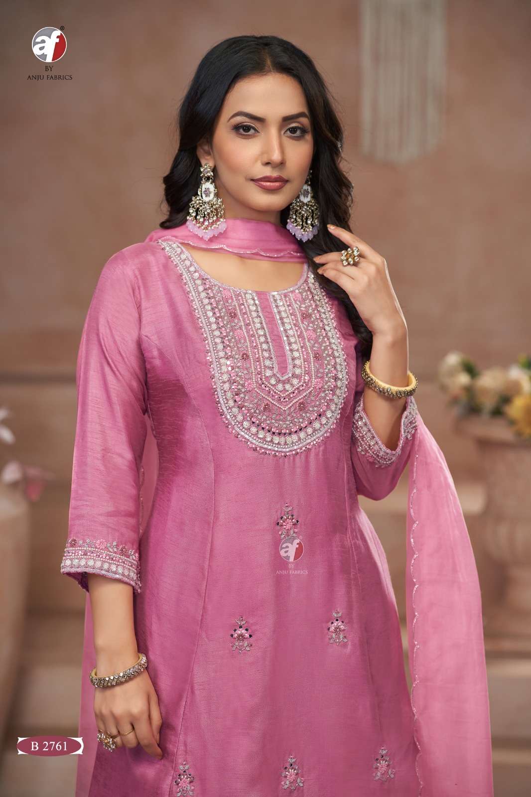 D.NO:- B 2761 BY ANJU FABRICS IN PURE DOLA SILK KURTI PANT WITH DUPATTA WITH HEAVY HANDWORK