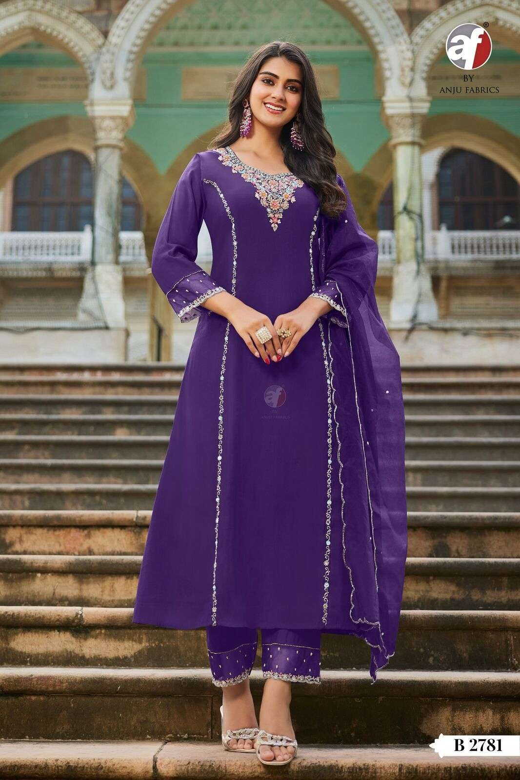 D.NO:- B 2781 BY ANJU FABRICS IN MODAL SILK KURTI PANT WITH  DUPATTA WITH PURE HEAVY HANDWORK 