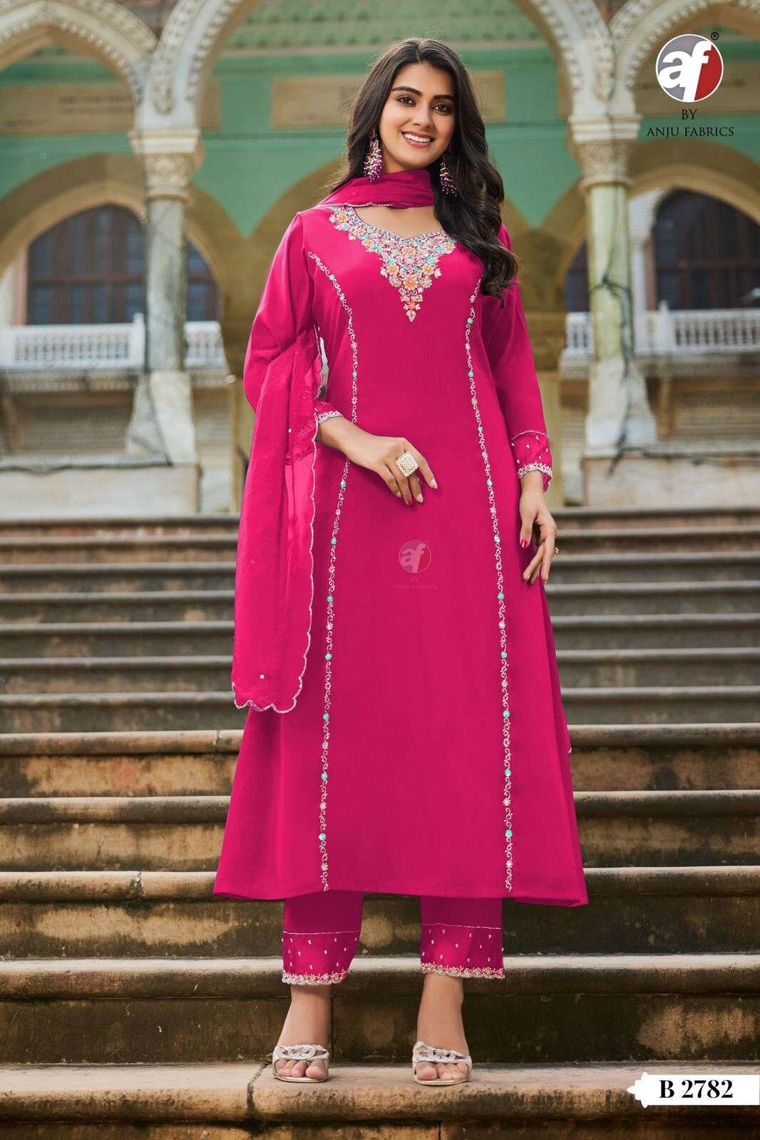 D.NO:- B 2782 BY ANJU FABRICS IN MODAL SILK KURTI PANT WITH  DUPATTA WITH PURE HEAVY HANDWORK 