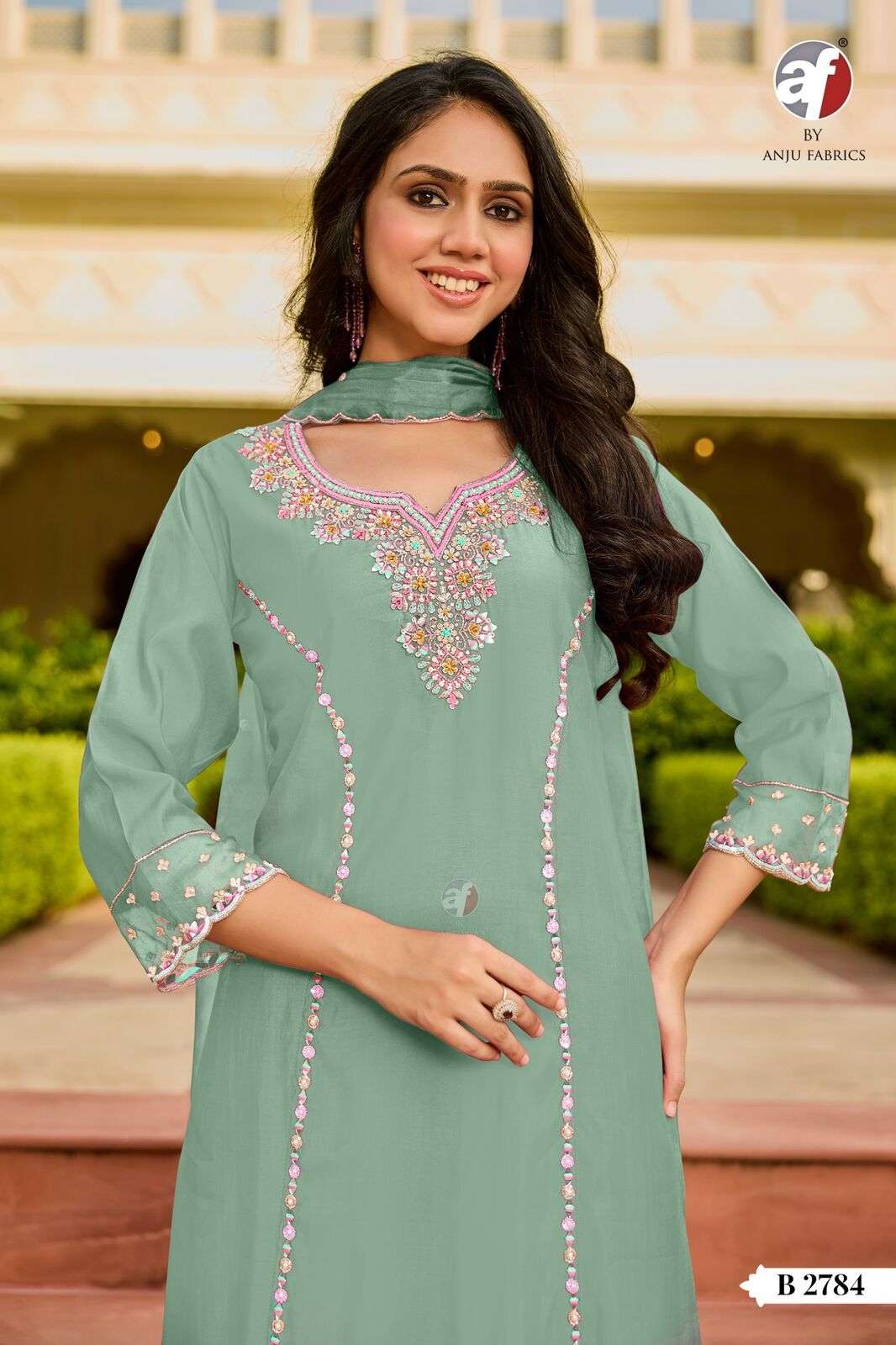 D.NO:- B 2784 BY ANJU FABRICS IN MODAL SILK KURTI PANT WITH  DUPATTA WITH PURE HEAVY HANDWORK 