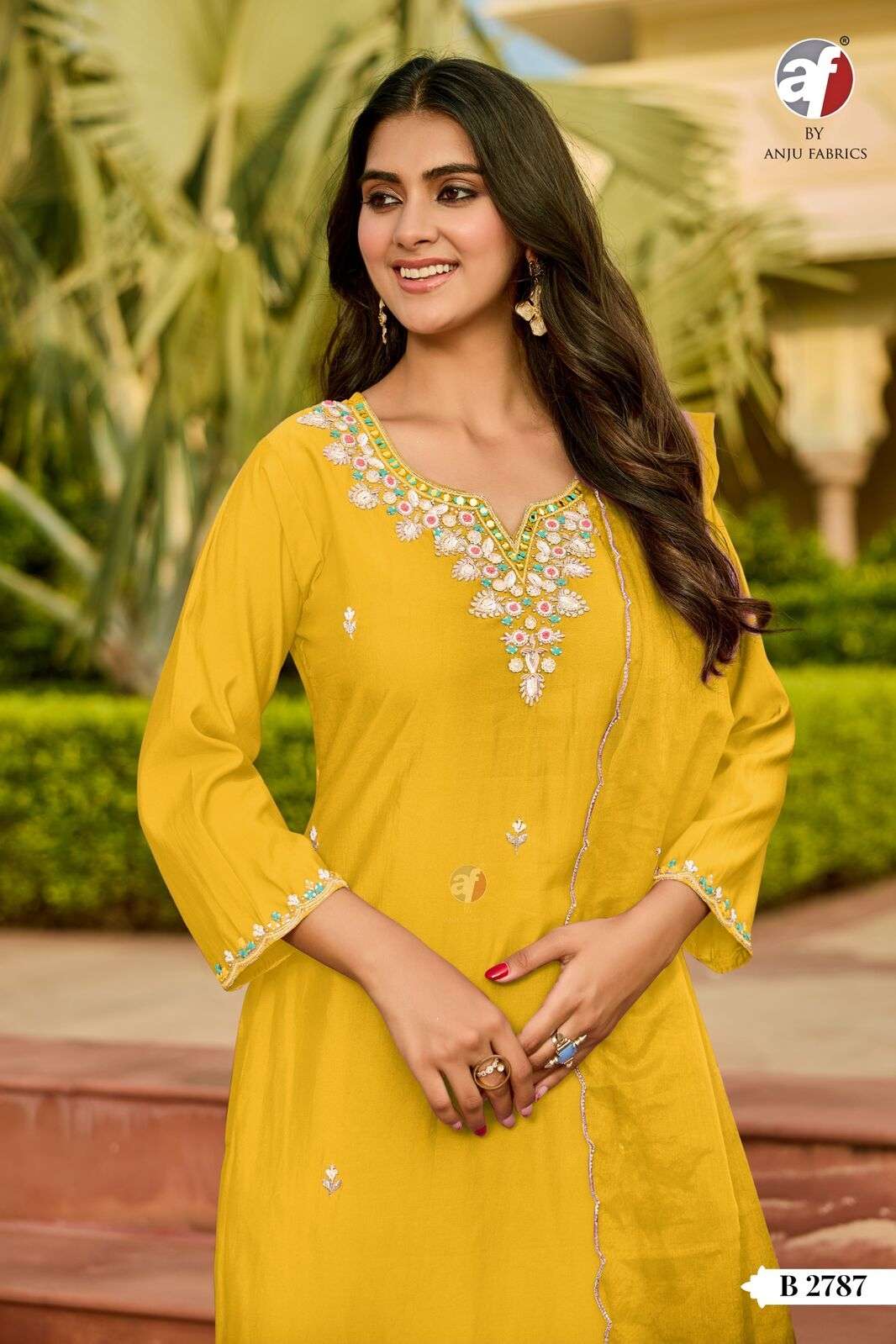 D.NO:- B 2787 BY ANJU FABRICS IN MODAL SILK KURTI PANT WITH  DUPATTA WITH PURE HEAVY HANDWORK 