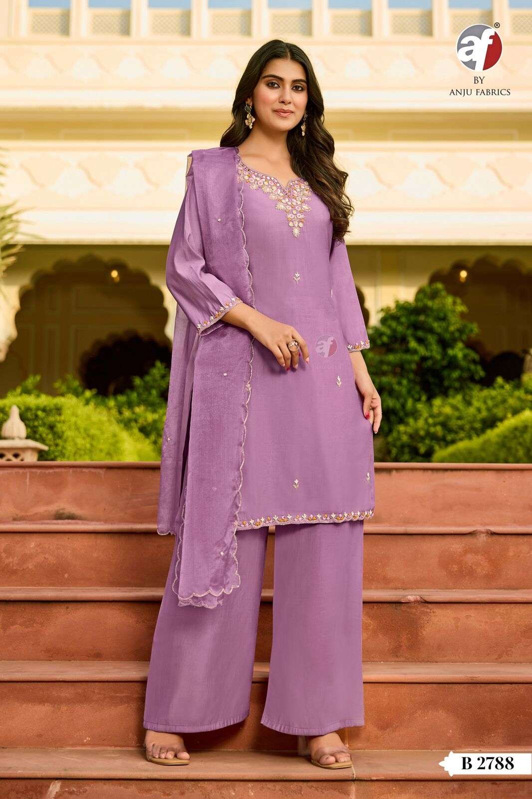 D.NO:- B 2788 BY ANJU FABRICS IN MODAL SILK KURTI PANT WITH  DUPATTA WITH PURE HEAVY HANDWORK 