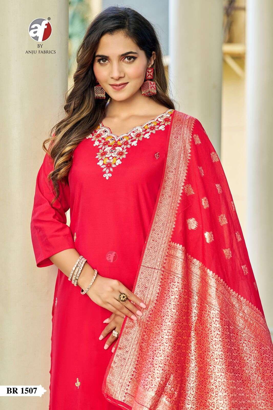 D.NO:- BR 1507 BY ANJU FABRICS IN MODAL SILK KURTI PANT WITH HEAVY JACQUARD DUPATTA