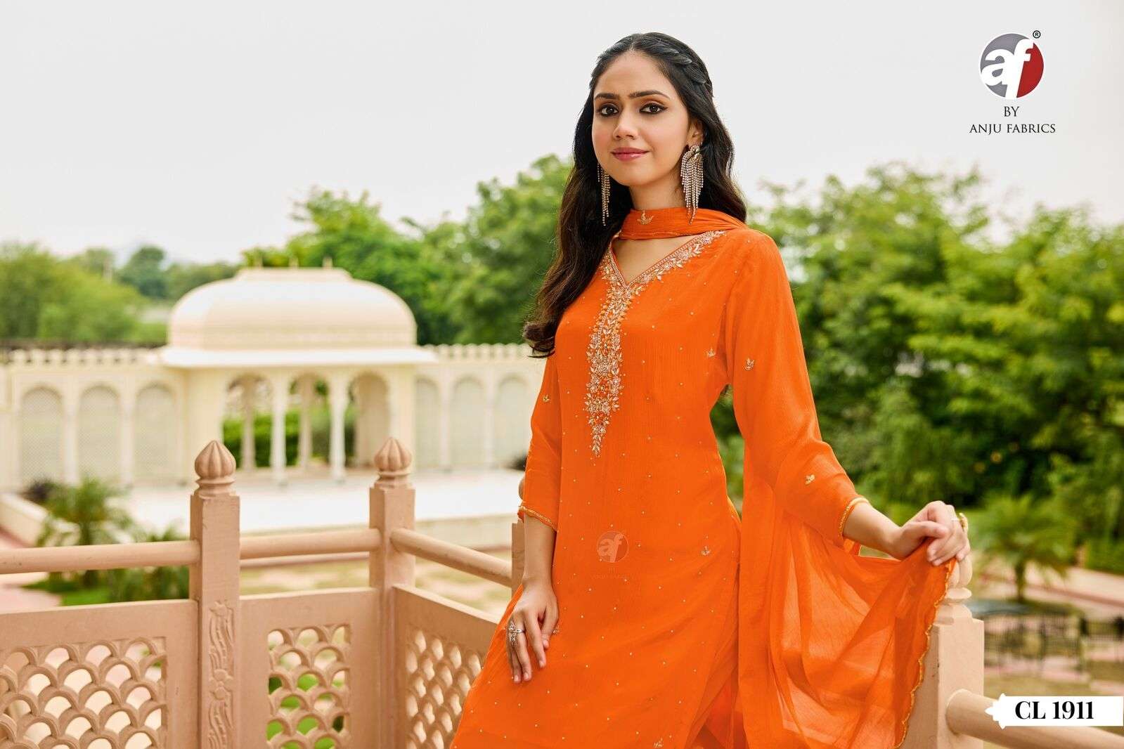 D.NO:- CL 1911 BY ANJU FABRICS IN PURE CHINON CHIFFON SHORT KURTI WITH SHARARA & DUPATTA 