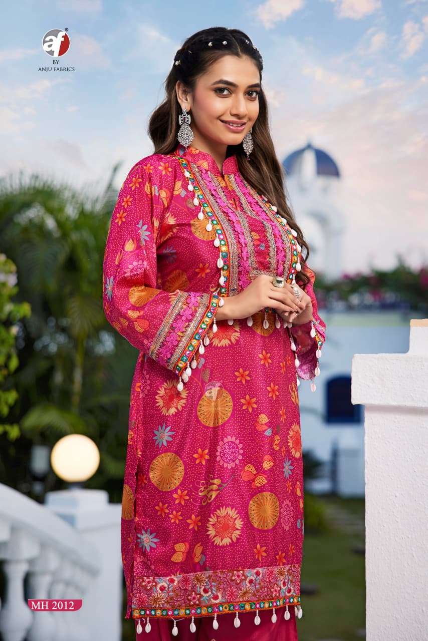 D.NO:- MH 2012 BY ANJU FABRICS IN PURE NATURAL CREPE WITH DIGITAL PRINT & HAND WORK 