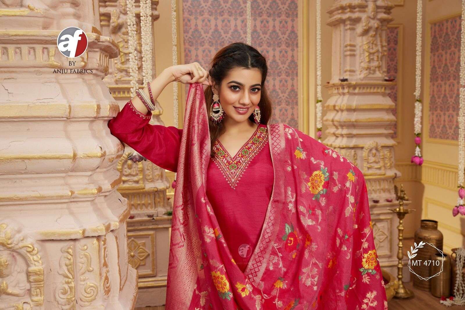 D.NO:- MT 4710 BY ANJU FABRICS IN PURE DOLA SILK KURTI PANT WITH HEAVY DUPATTA 