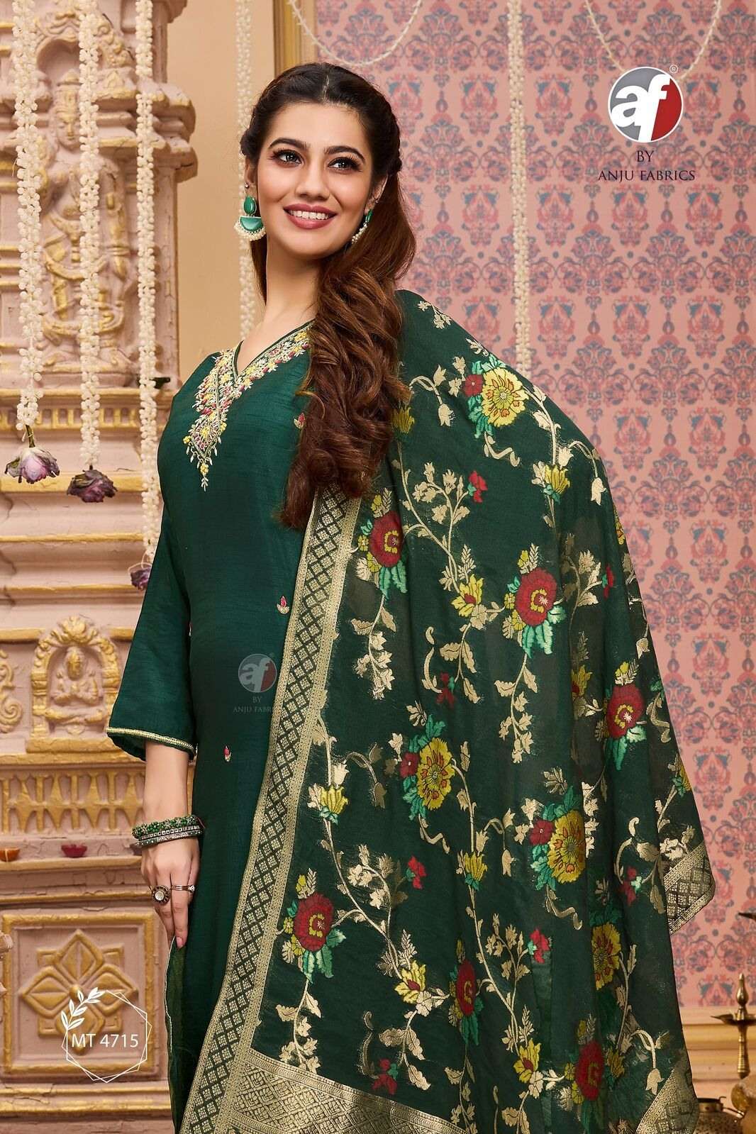 D.NO:- MT 4715 BY ANJU FABRICS IN PURE DOLA SILK KURTI PANT WITH HEAVY DUPATTA 