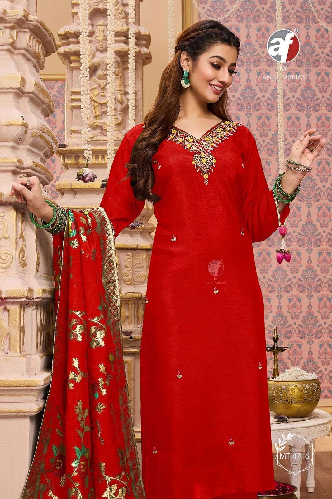 D.NO:- MT 4716 BY ANJU FABRICS IN PURE DOLA SILK KURTI PANT WITH HEAVY DUPATTA 