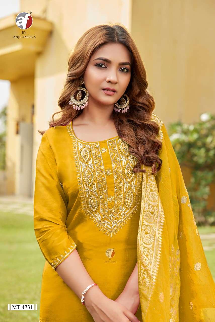D.NO:- MT 4731 BY ANJU FABRICS IN PURE DOLA SILK WITH JACQUARD DUPATTA AND HEAVY HANDWORK 