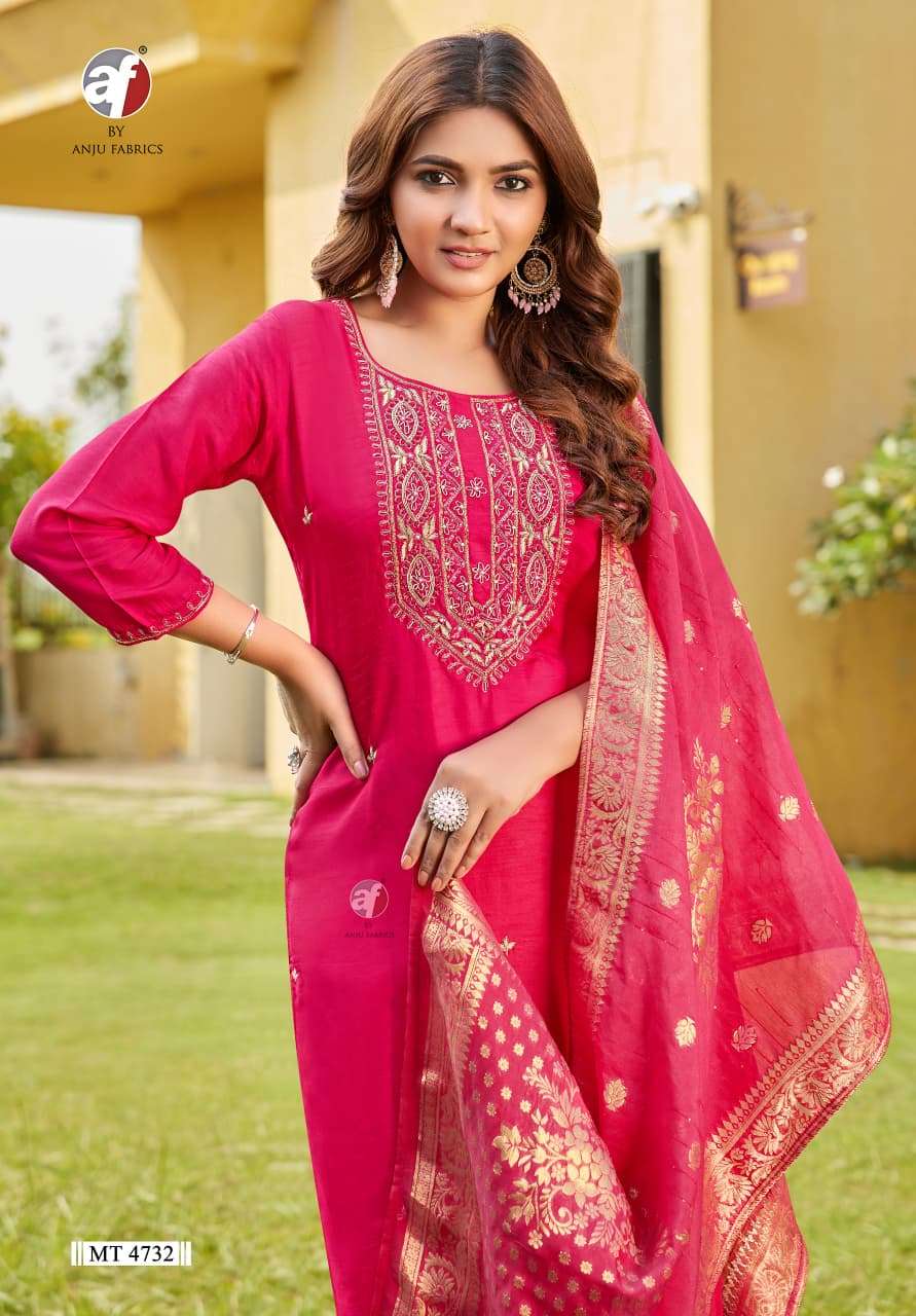 D.NO:- MT 4732 BY ANJU FABRICS IN PURE DOLA SILK WITH JACQUARD DUPATTA AND HEAVY HANDWORK 