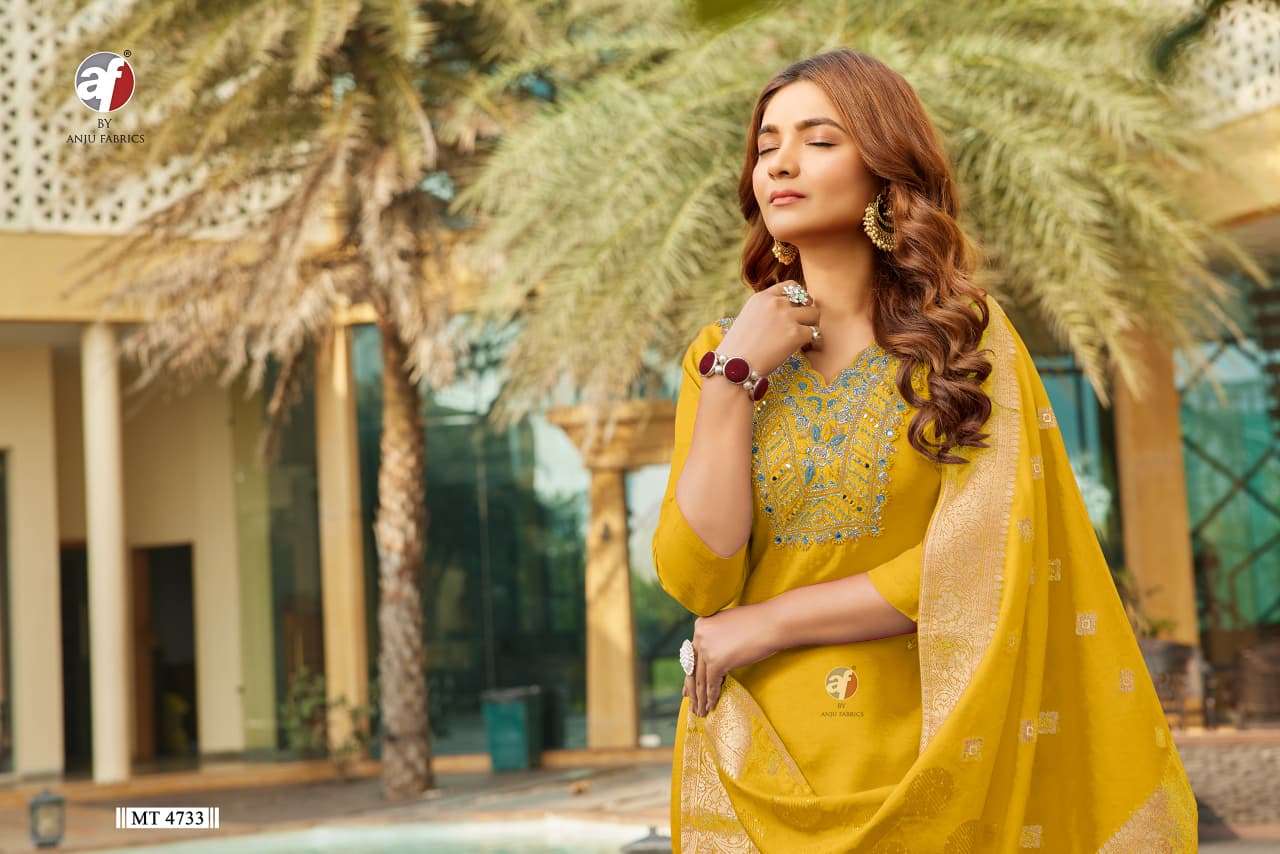 D.NO:- MT 4733 BY ANJU FABRICS IN PURE DOLA SILK WITH JACQUARD DUPATTA AND HEAVY HANDWORK 