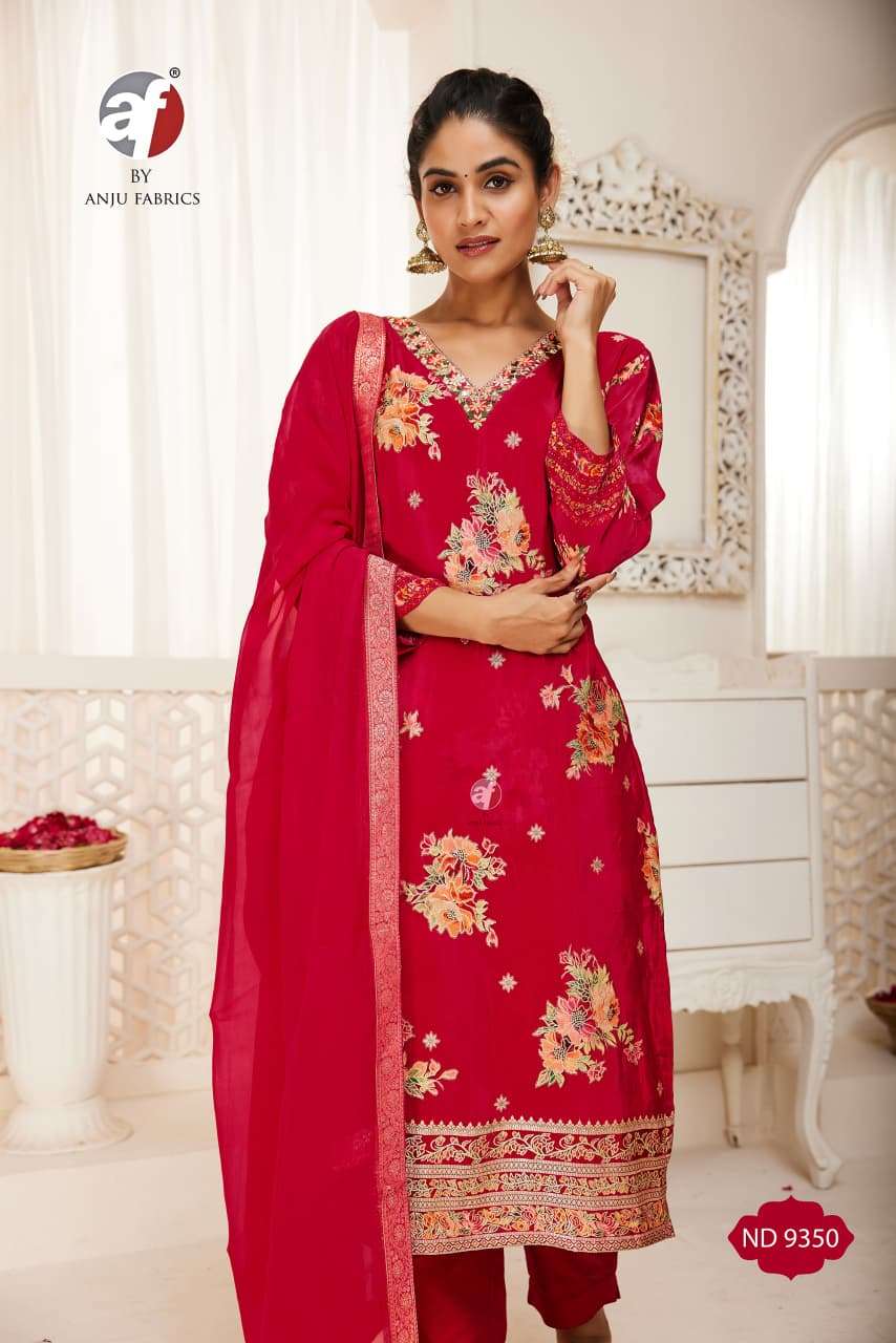D.NO:- ND 9350 BY ANJU FABRICS IN NATURAL CREPE WITH MEENA JACQUARD WITH PURE HANDWORK 