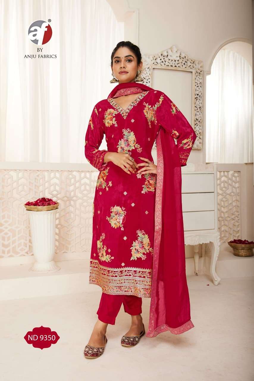D.NO:- ND 9350 BY ANJU FABRICS IN NATURAL CREPE WITH MEENA JACQUARD WITH PURE HANDWORK 