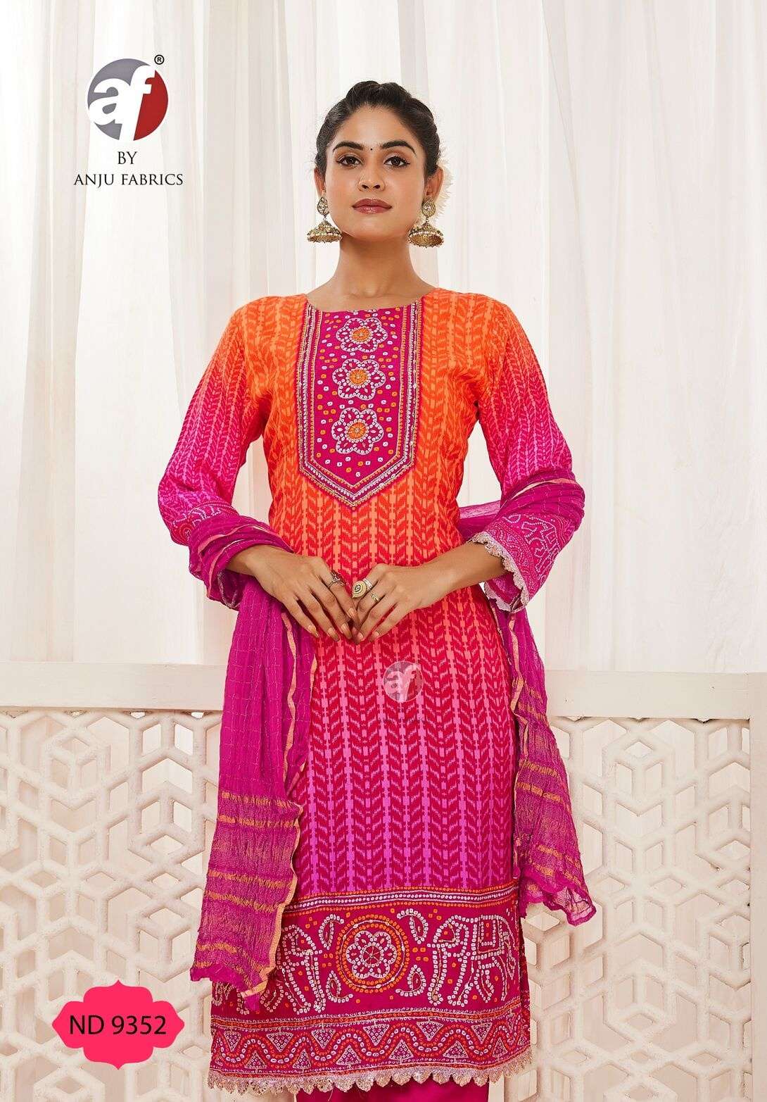 D.NO:- ND 9352 BY ANJU FABRICS IN VISCOSE BLAZE SHIMMER KURTI  PANT WITH DUPATTA 