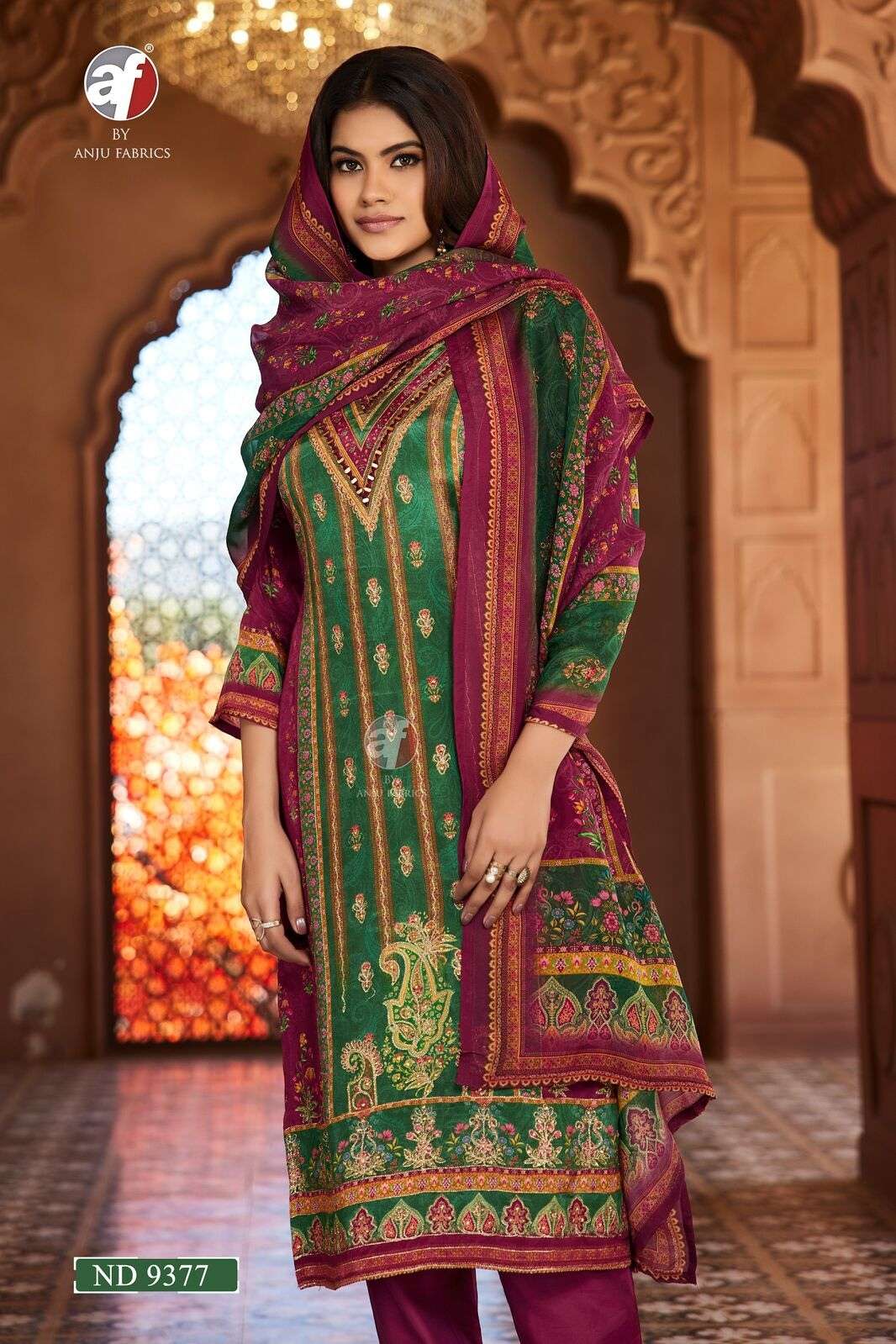 D.NO:- ND 9377 BY ANJU FABRICS IN RUSSIAN SILK WITH JACQUARD KURTI PANT WITH DUPATTA 