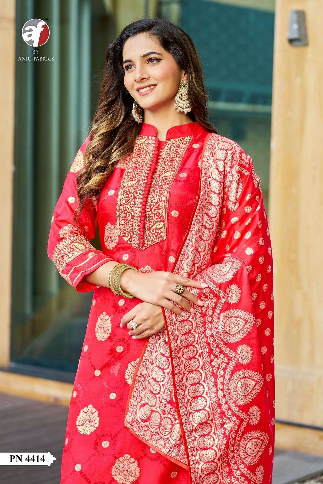 D.NO:- PN 4414 BY ANJU FABRICS IN RUSSIAN SILK KURTI PANT WITH HEAVY JACQUARD DUPATTA 