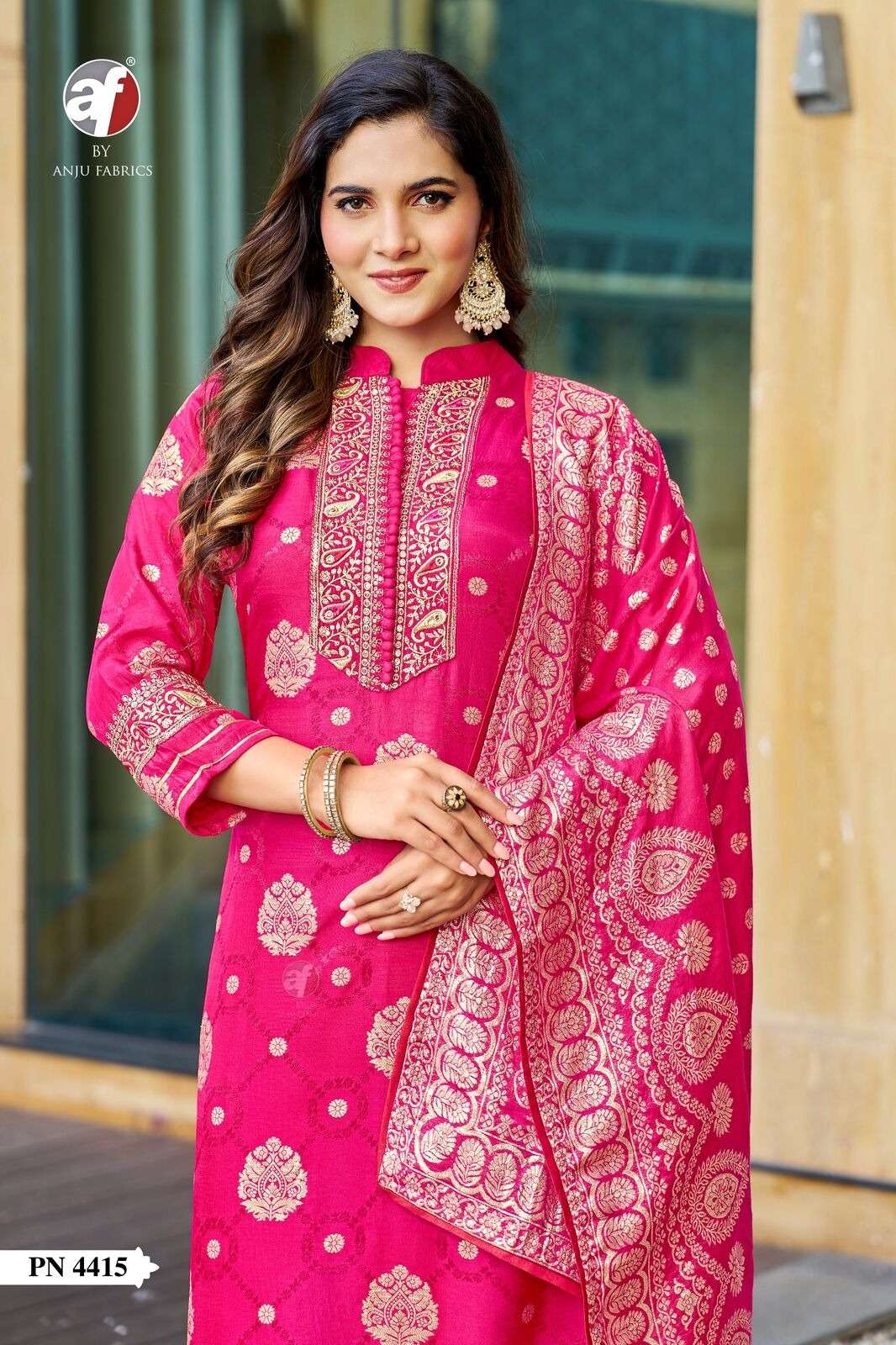 D.NO:- PN 4415 BY ANJU FABRICS IN RUSSIAN SILK KURTI PANT WITH HEAVY JACQUARD DUPATTA 