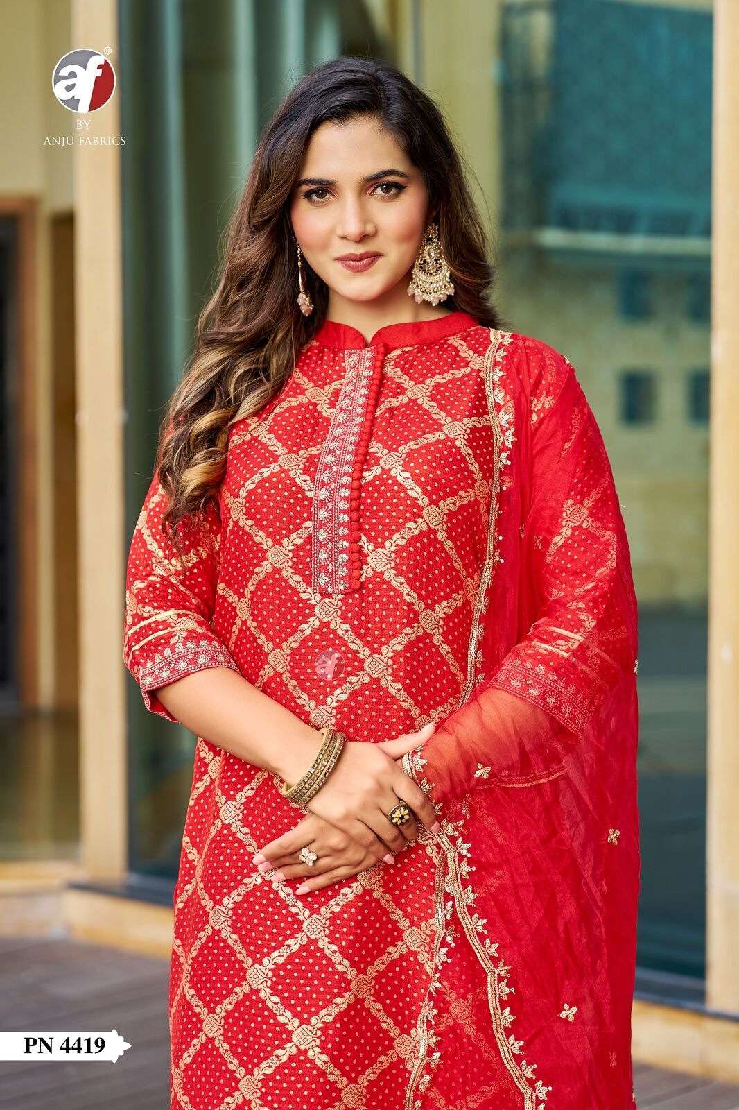 D.NO:- PN 4419 BY ANJU FABRICS IN RUSSIAN SILK KURTI PANT WITH PURE ORGANZA DUPATTA 