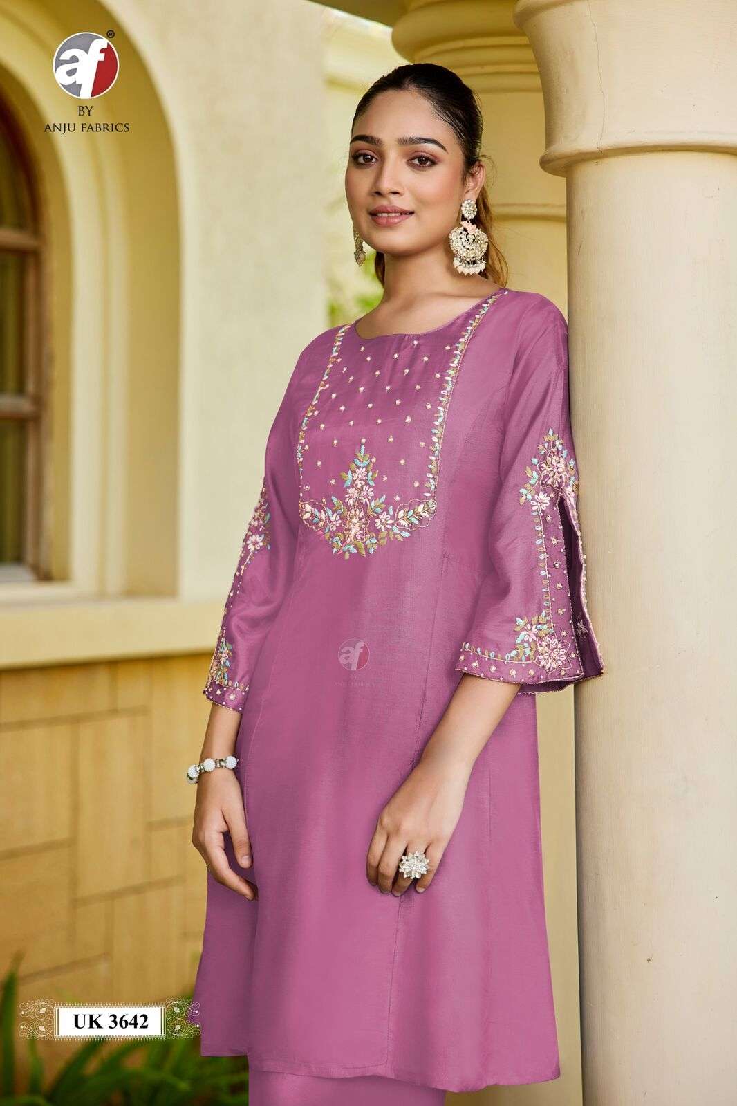 D.NO:- UK 3642 BY ANJU FABRICS IN PURE DOLA SILK WITH PURE HANDWORK DESIGNER CO-ORD SET 