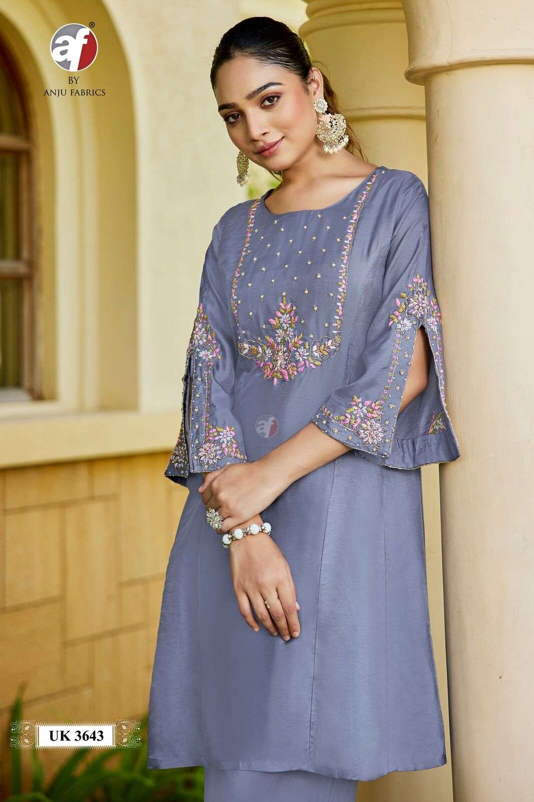 D.NO:- UK 3643 BY ANJU FABRICS IN PURE DOLA SILK WITH PURE HANDWORK DESIGNER CO-ORD SET 