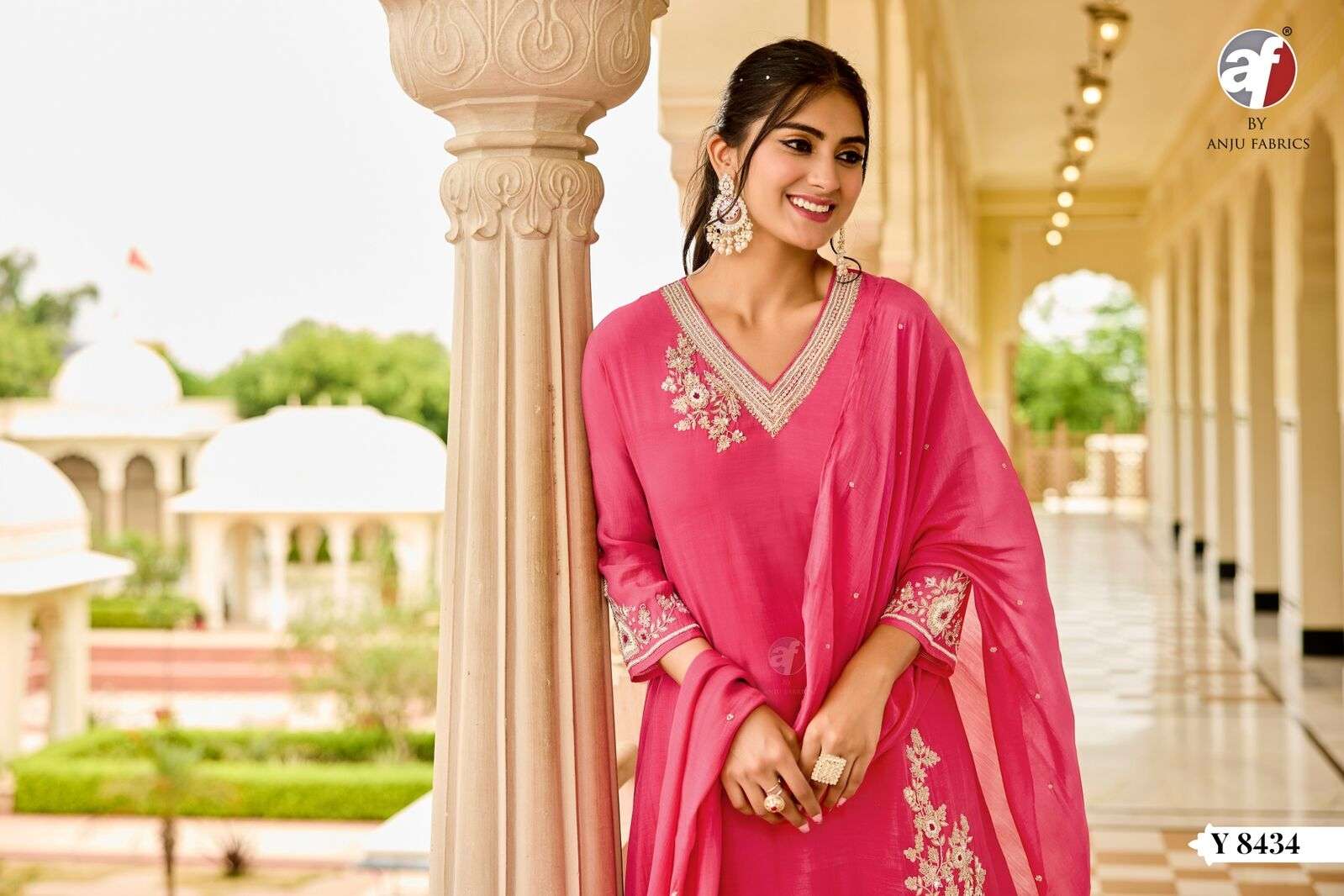 D.NO:- Y 8434 BY ANJU FABRICS IN PURE MUL CHANDERI WITH PURE HEAVY HANDWORKK   