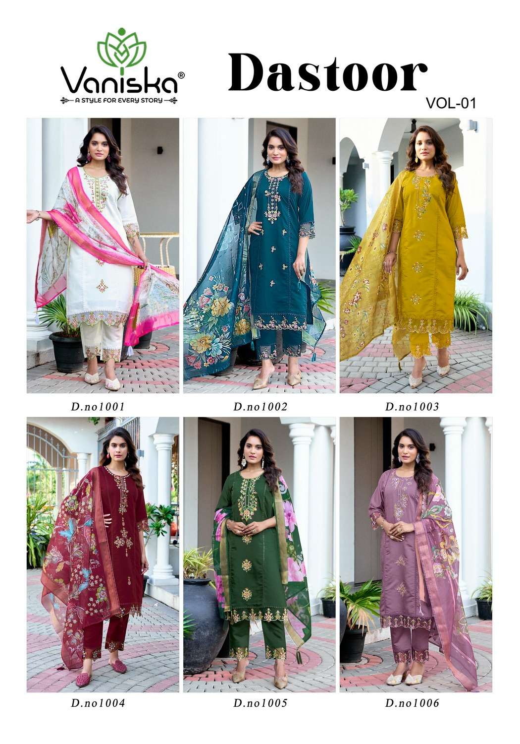 DASTOOR VOL :- 1 BY VANISKA IN ROMAN SILK WITH COTTON MAL INNER AND EMBROIDERY WORK 