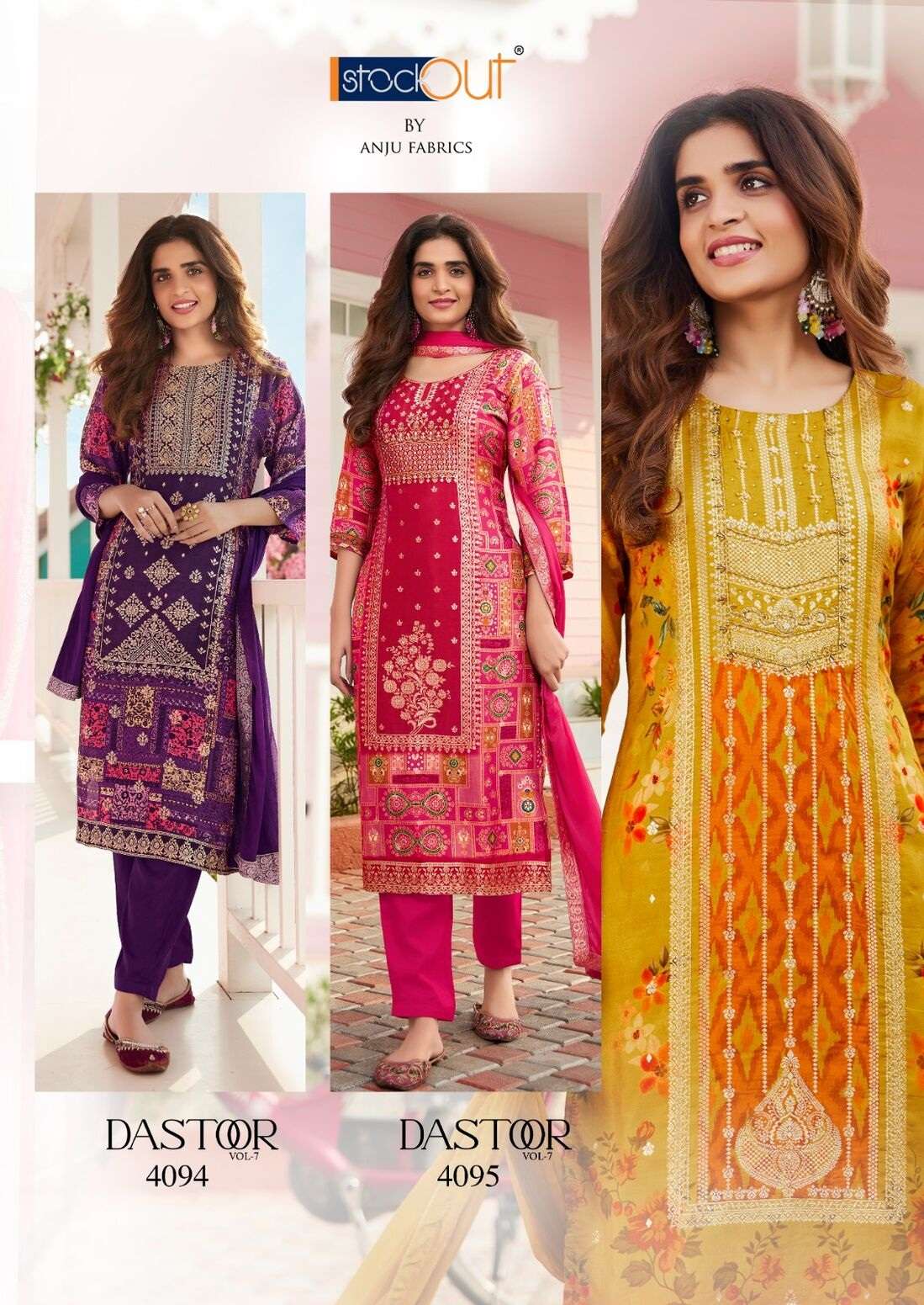 DASTOOR VOL-7 BY ANJU FABRICS PURE DOLA JACQUARD KURTI PANT WITH DUPATTA 