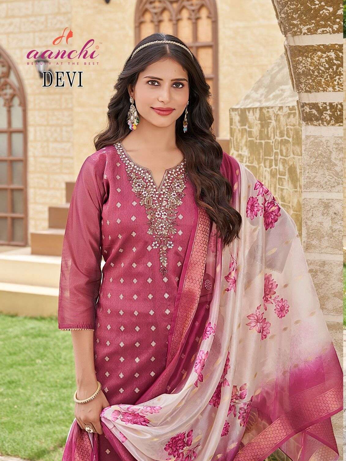 DEVI BY AANCHI IN PURE SHIMMER JACQUARD WITH ANCY DIGITAL PRINT DUPATTA
