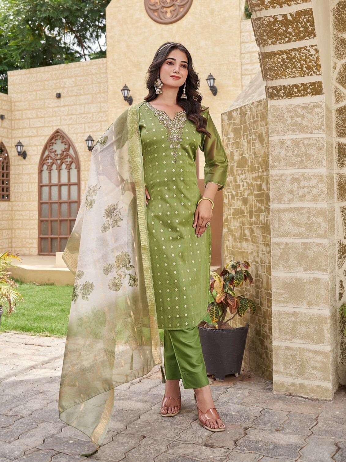 DEVI BY AANCHI IN PURE SHIMMER JACQUARD WITH ANCY DIGITAL PRINT DUPATTA