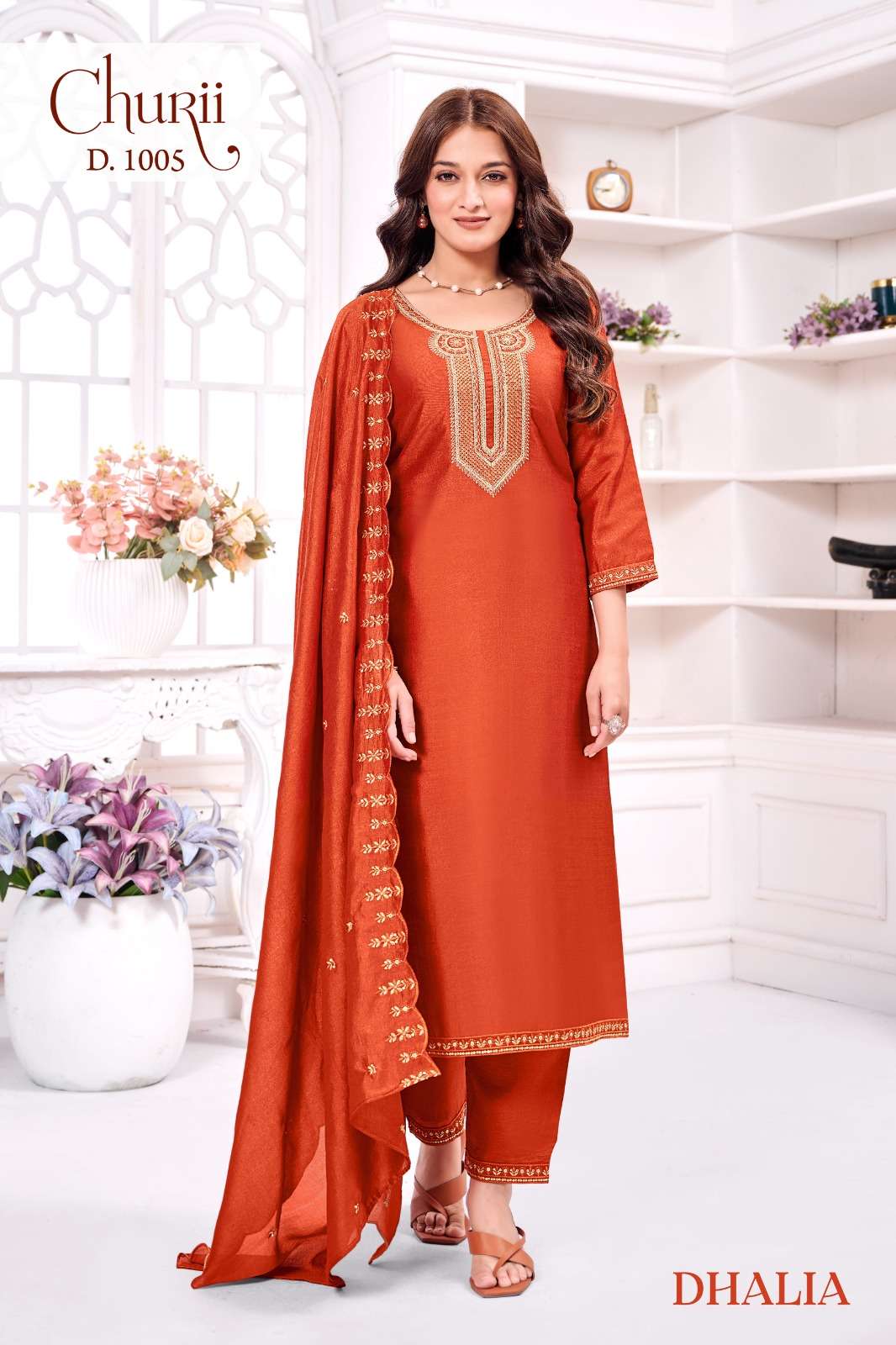 DHALIA BY CHURII IN VICHITRA TOP WITH INNER AND FANCY EMBROIDERY WORK 