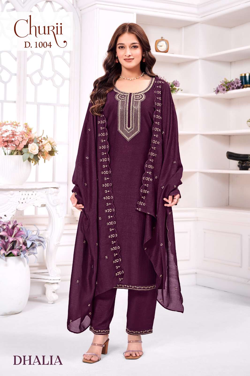 DHALIA BY CHURII IN VICHITRA TOP WITH INNER AND FANCY EMBROIDERY WORK 