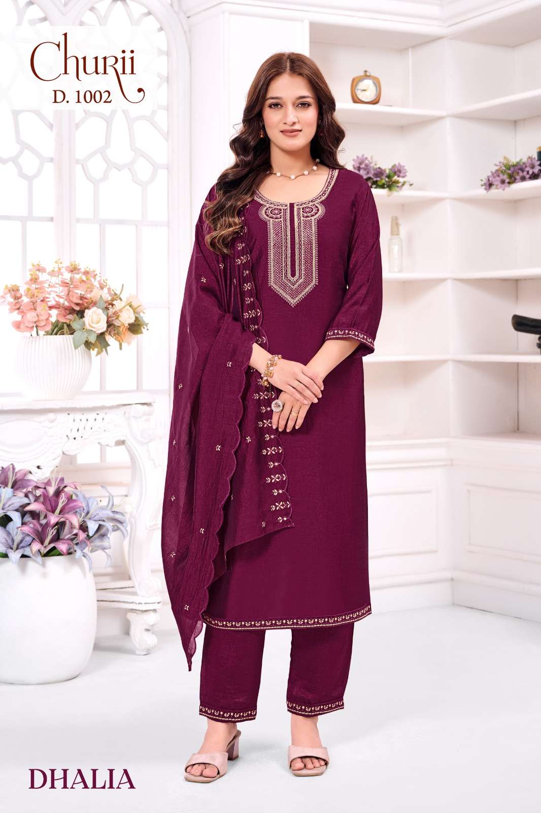 DHALIA BY CHURII IN VICHITRA TOP WITH INNER AND FANCY EMBROIDERY WORK 