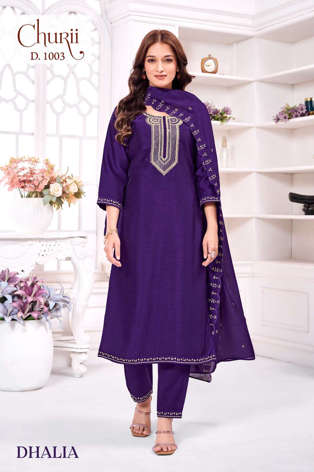 DHALIA BY CHURII IN VICHITRA TOP WITH INNER AND FANCY EMBROIDERY WORK 