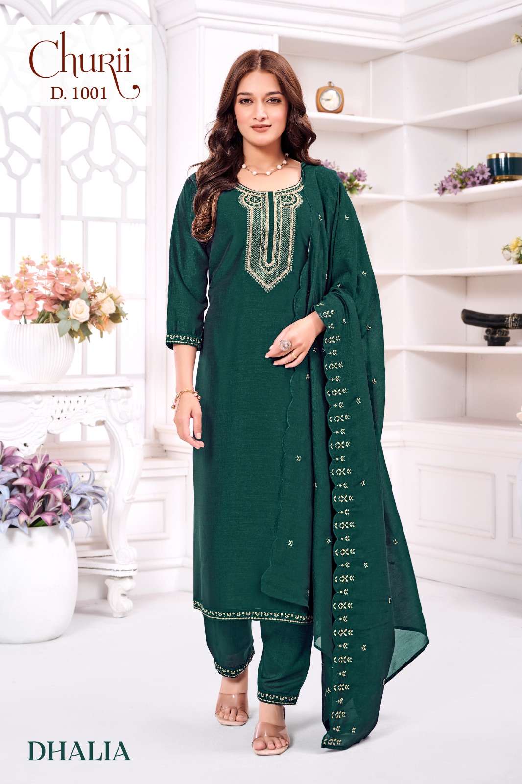 DHALIA BY CHURII IN VICHITRA TOP WITH INNER AND FANCY EMBROIDERY WORK 