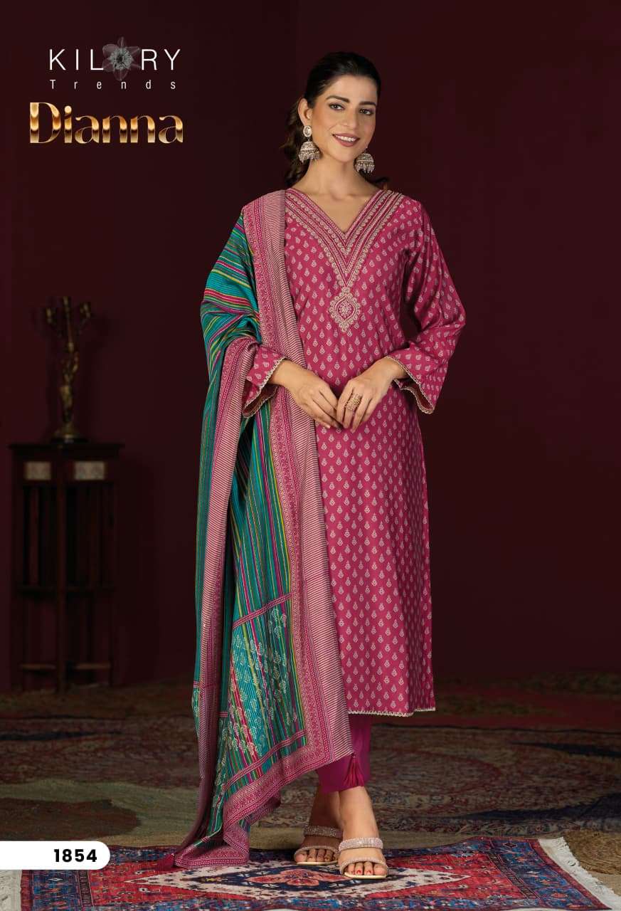 DIANNA BY KILORY TRENDS IN PURE MUSLIN SILK DIGITAL FOIL PRINTING WITH EMBROIDERY WORK 