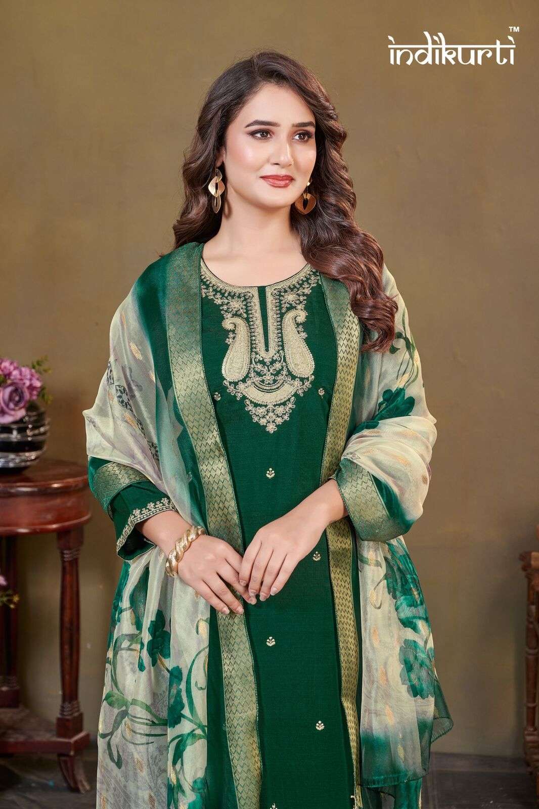 DIVYA BY INDIKURTI IN VATICAN SILK & HEAVY CRAPE INNER WITH FANCY EMBROIDERY WORK 