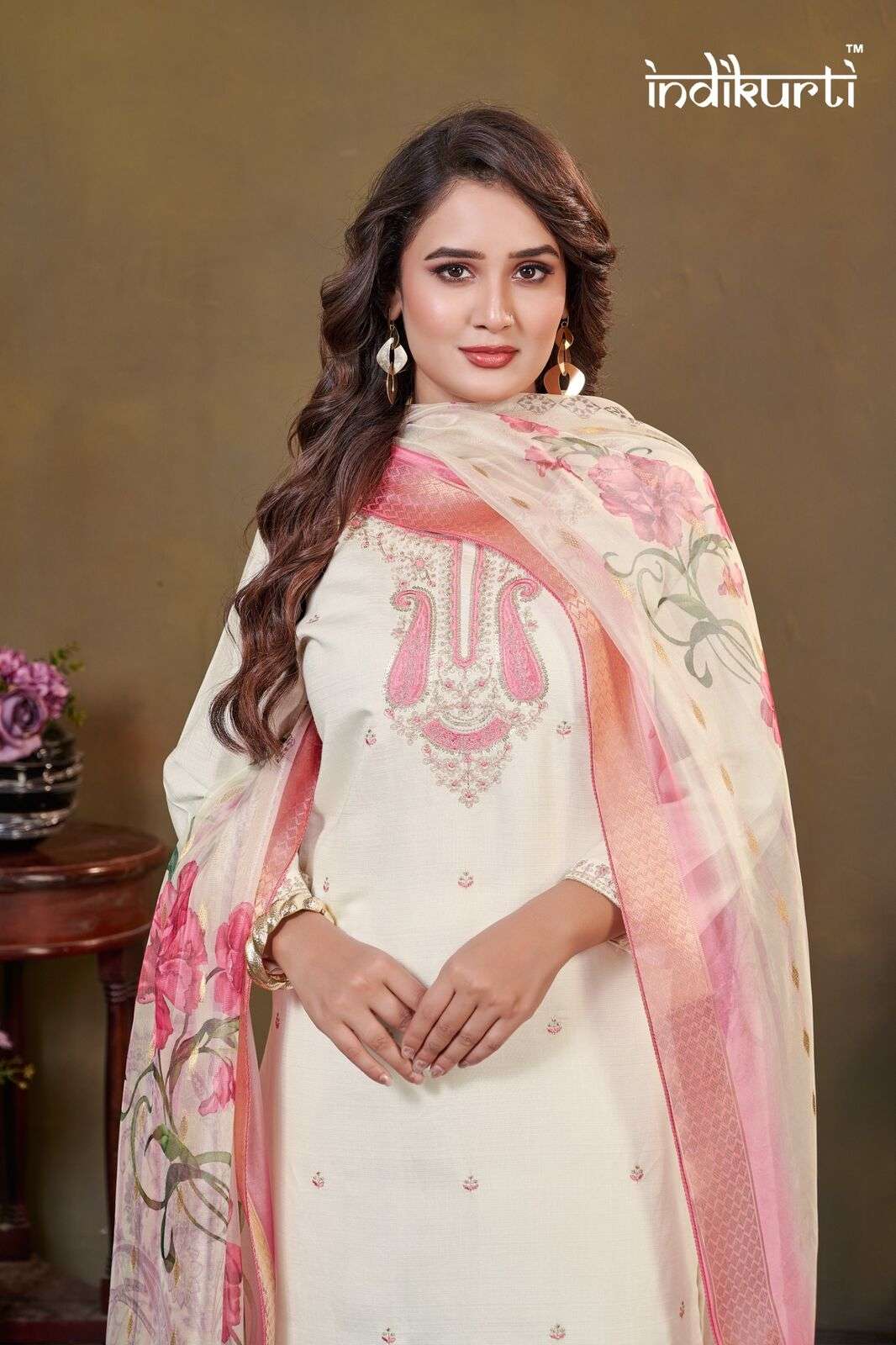 DIVYA BY INDIKURTI IN VATICAN SILK & HEAVY CRAPE INNER WITH FANCY EMBROIDERY WORK 