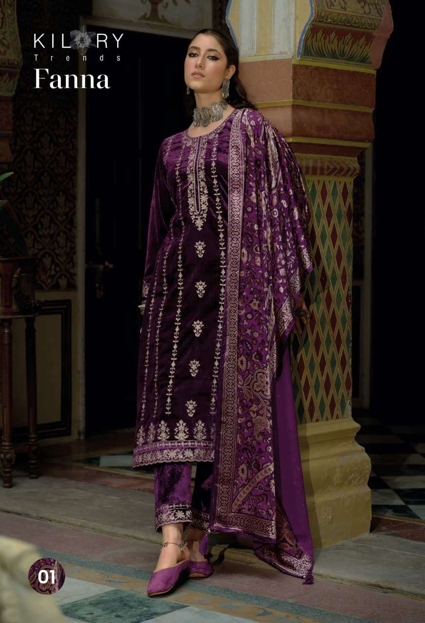 FANNA BY KILORY TRENDS IN PURE VALVET WITH CHAIN EMBROIDERY WORK