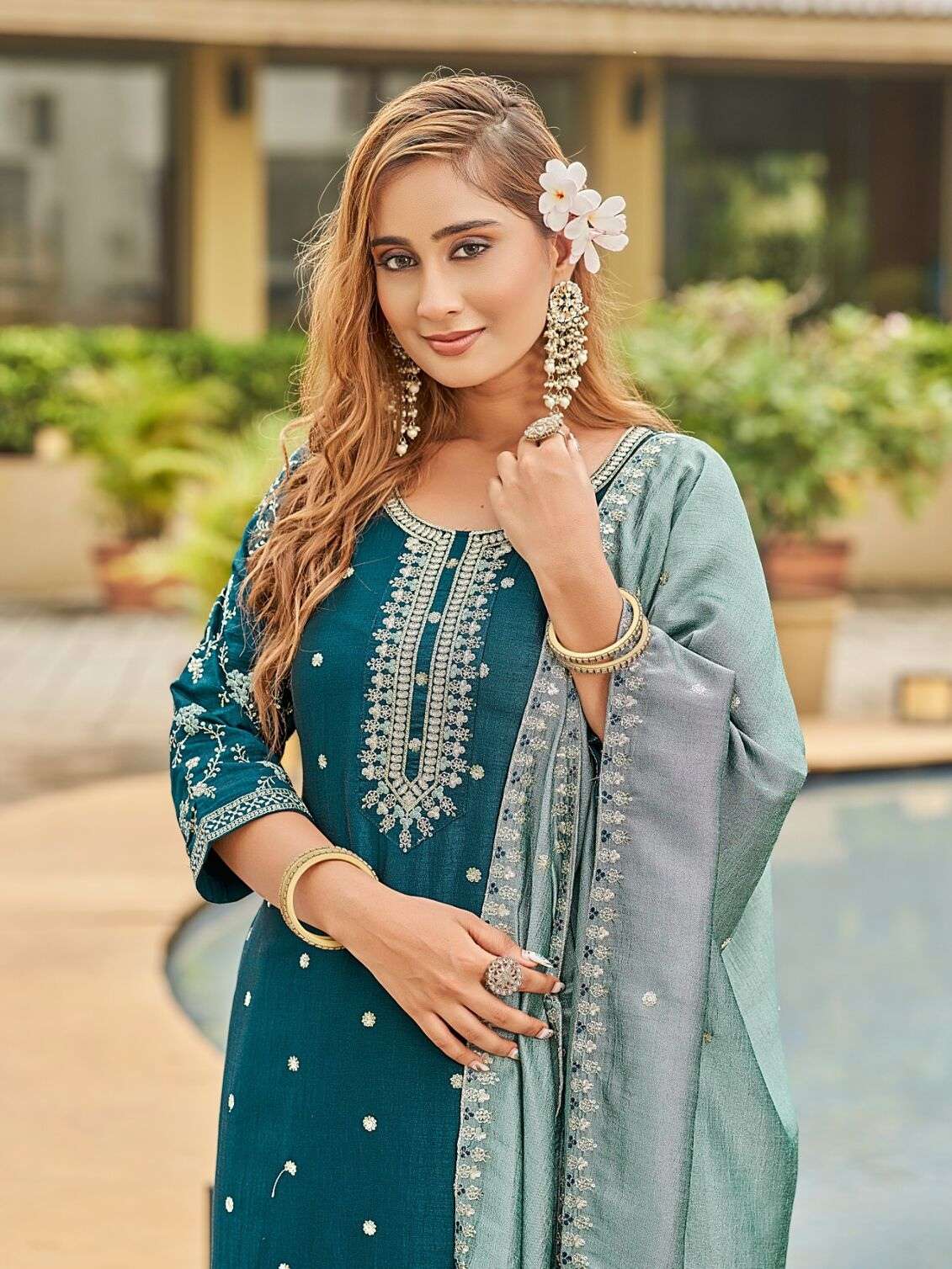 FIONA BY AANCHI IN VICHITRA SILK WITH FANCY CONTRAST DUPATTA WORK