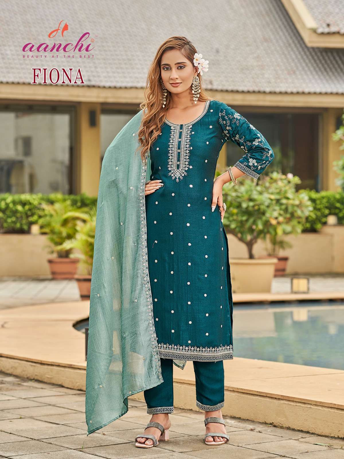 FIONA BY AANCHI IN VICHITRA SILK WITH FANCY CONTRAST DUPATTA WORK