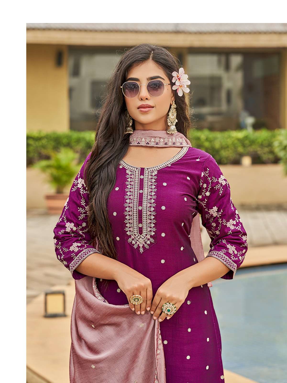 FIONA BY AANCHI IN VICHITRA SILK WITH FANCY CONTRAST DUPATTA WORK