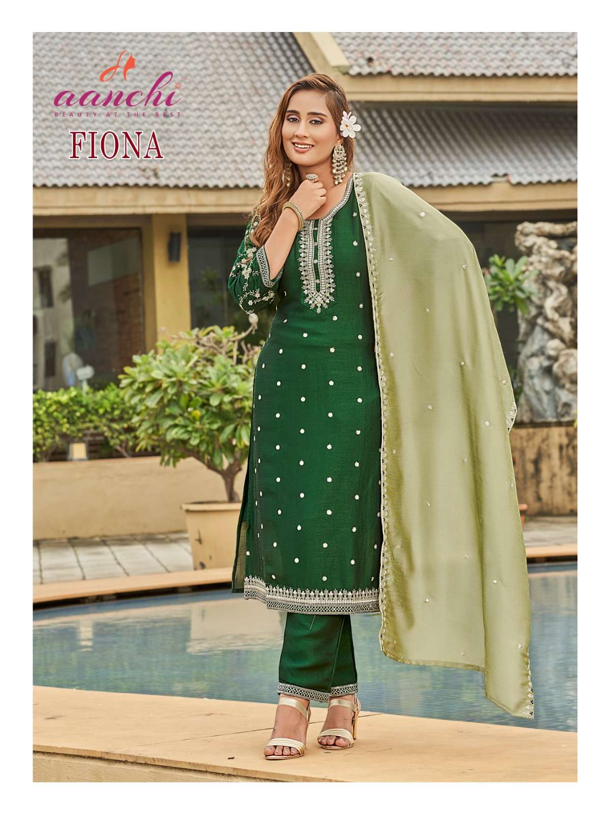 FIONA BY AANCHI IN VICHITRA SILK WITH FANCY CONTRAST DUPATTA WORK