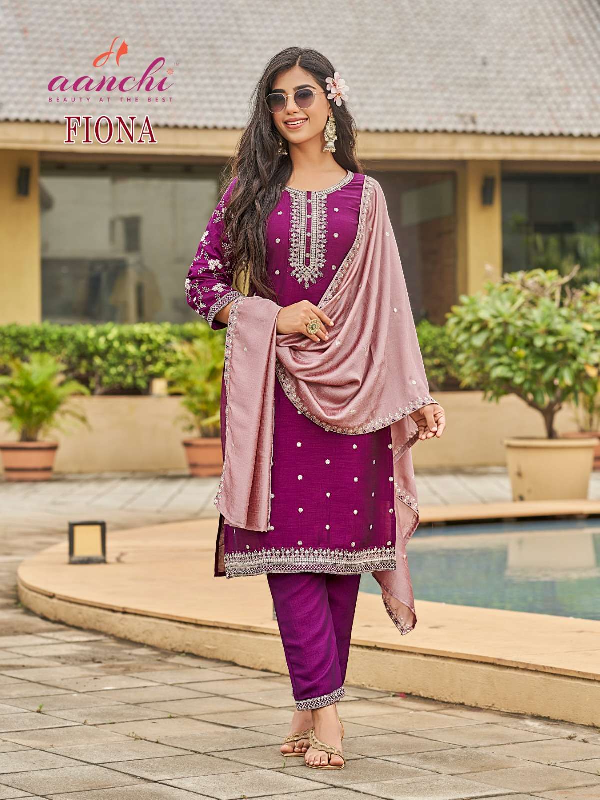 FIONA BY AANCHI IN VICHITRA SILK WITH FANCY CONTRAST DUPATTA WORK