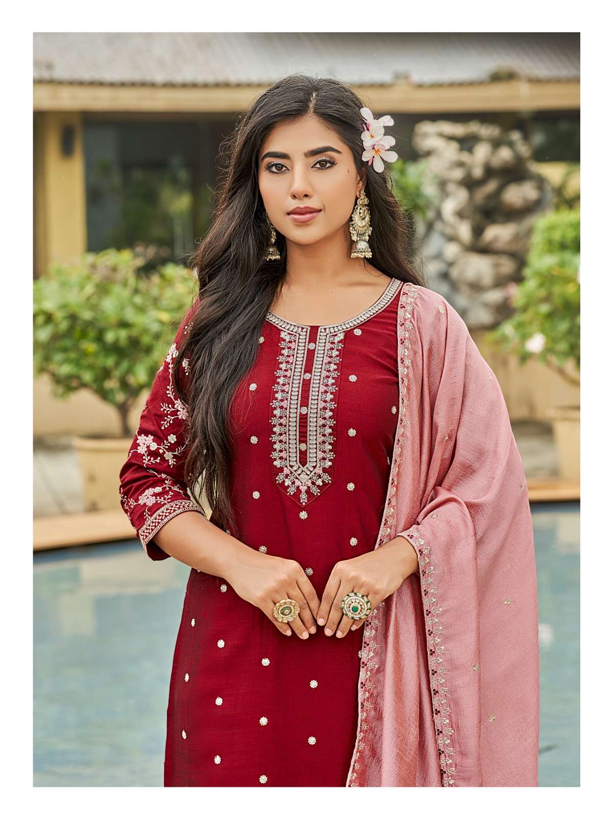 FIONA BY AANCHI IN VICHITRA SILK WITH FANCY CONTRAST DUPATTA WORK