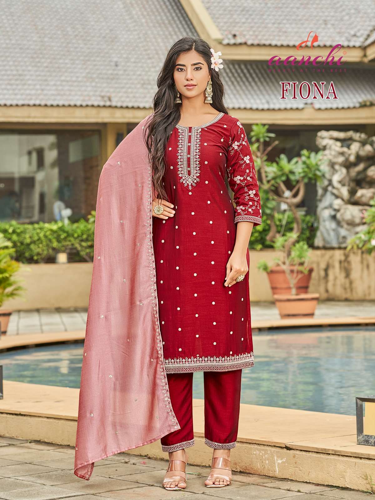 FIONA BY AANCHI IN VICHITRA SILK WITH FANCY CONTRAST DUPATTA WORK