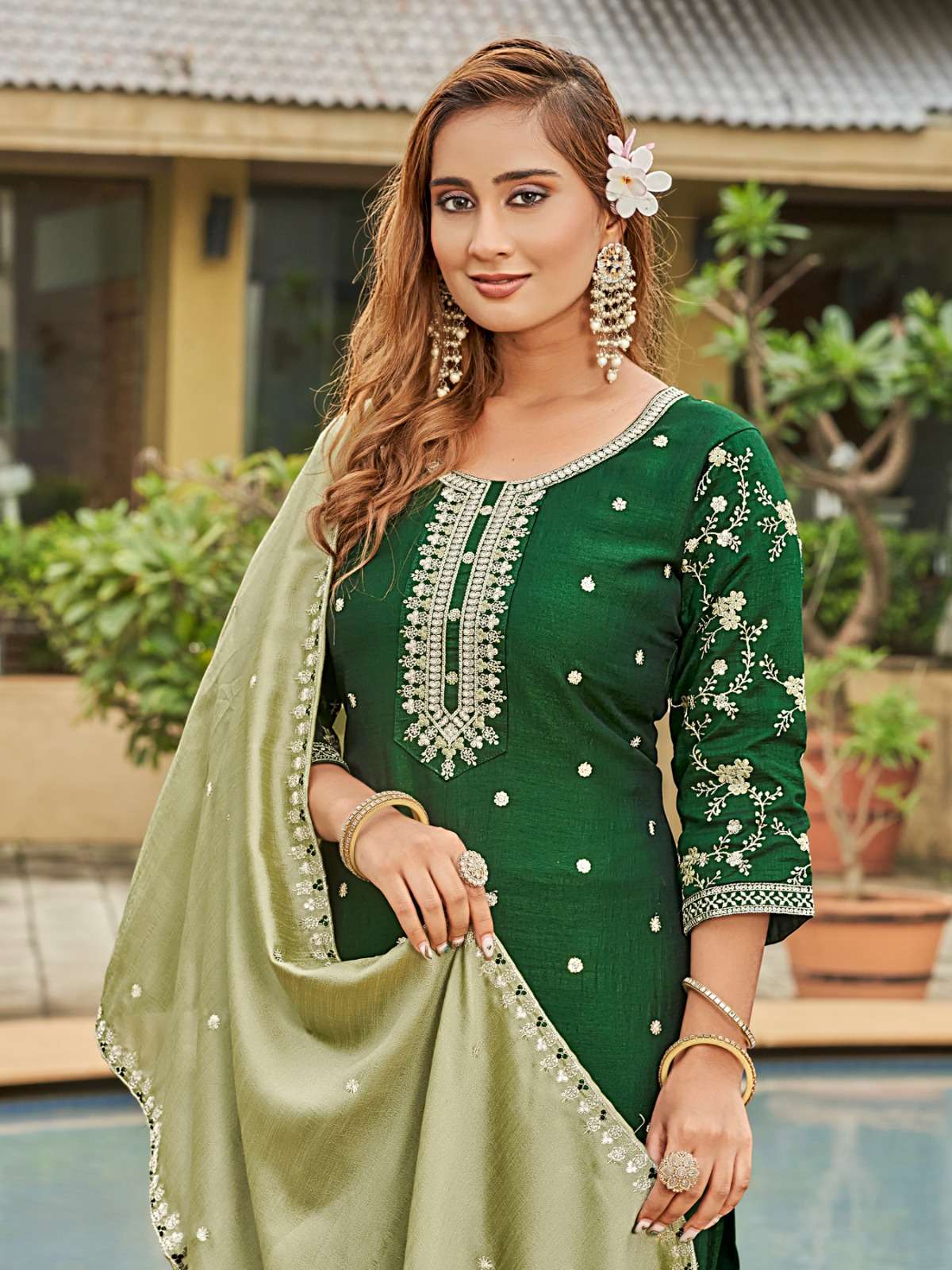 FIONA BY AANCHI IN VICHITRA SILK WITH FANCY CONTRAST DUPATTA WORK