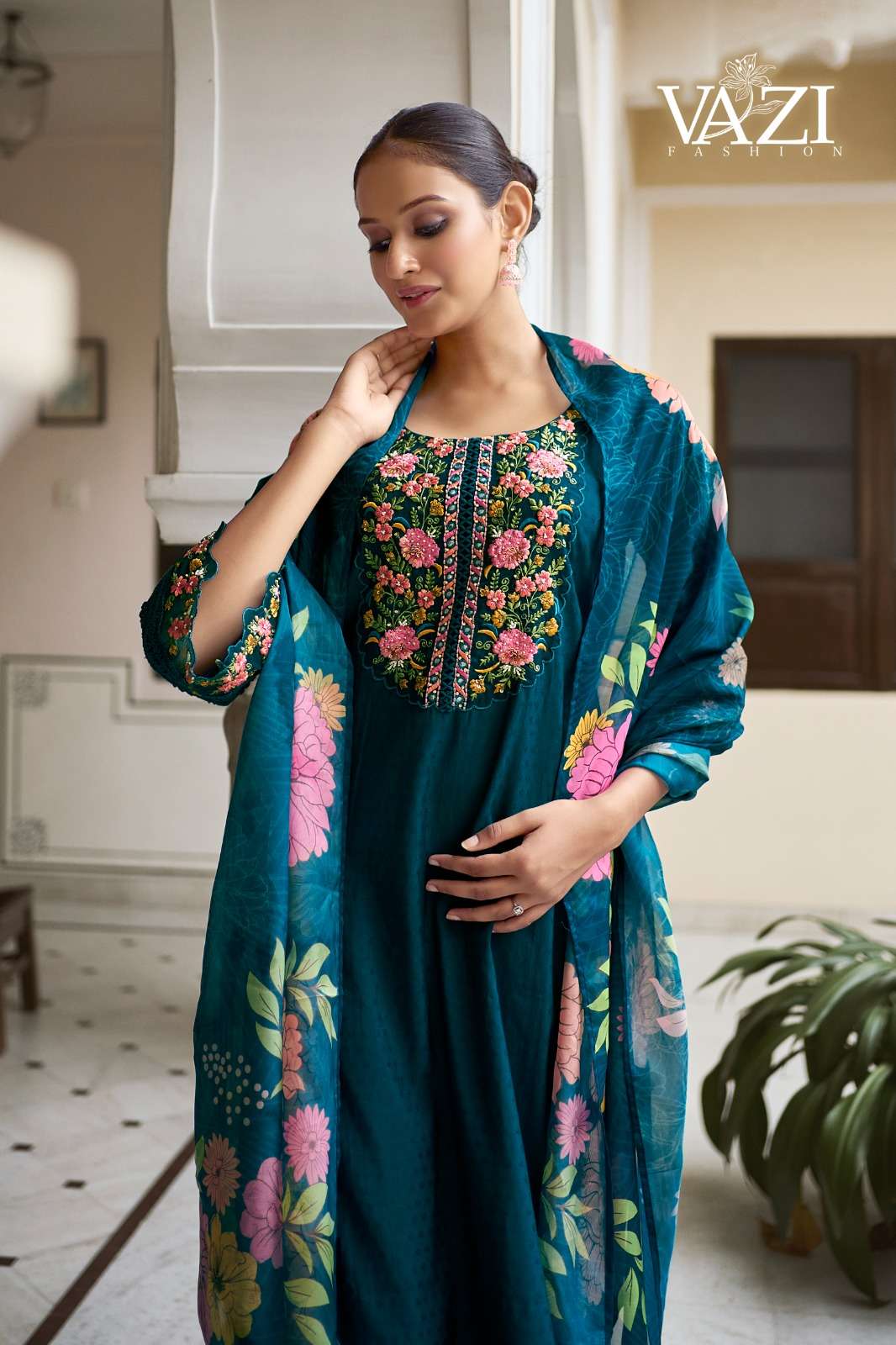 FIZA-1 BY VAZI FASHION IN PURE VISCOSE SELF BUTTI WITH DESGINER FANCY THERD WITH HAND WORK